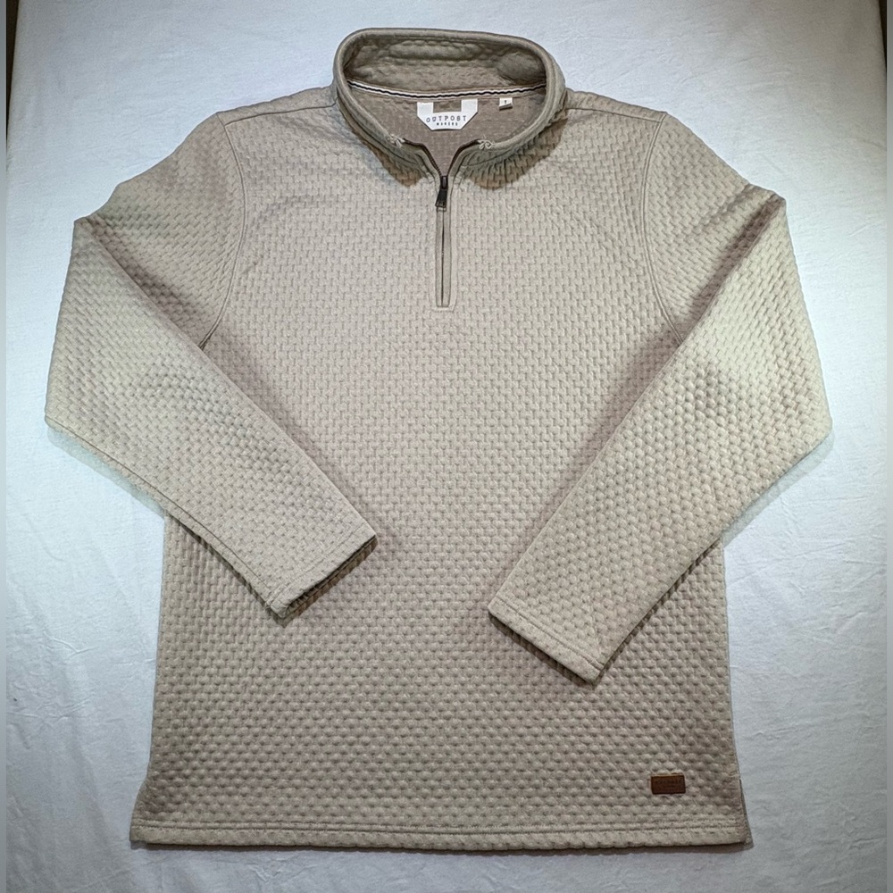 Outpost Makers Pullover Beige Waffle Knit Mens Large